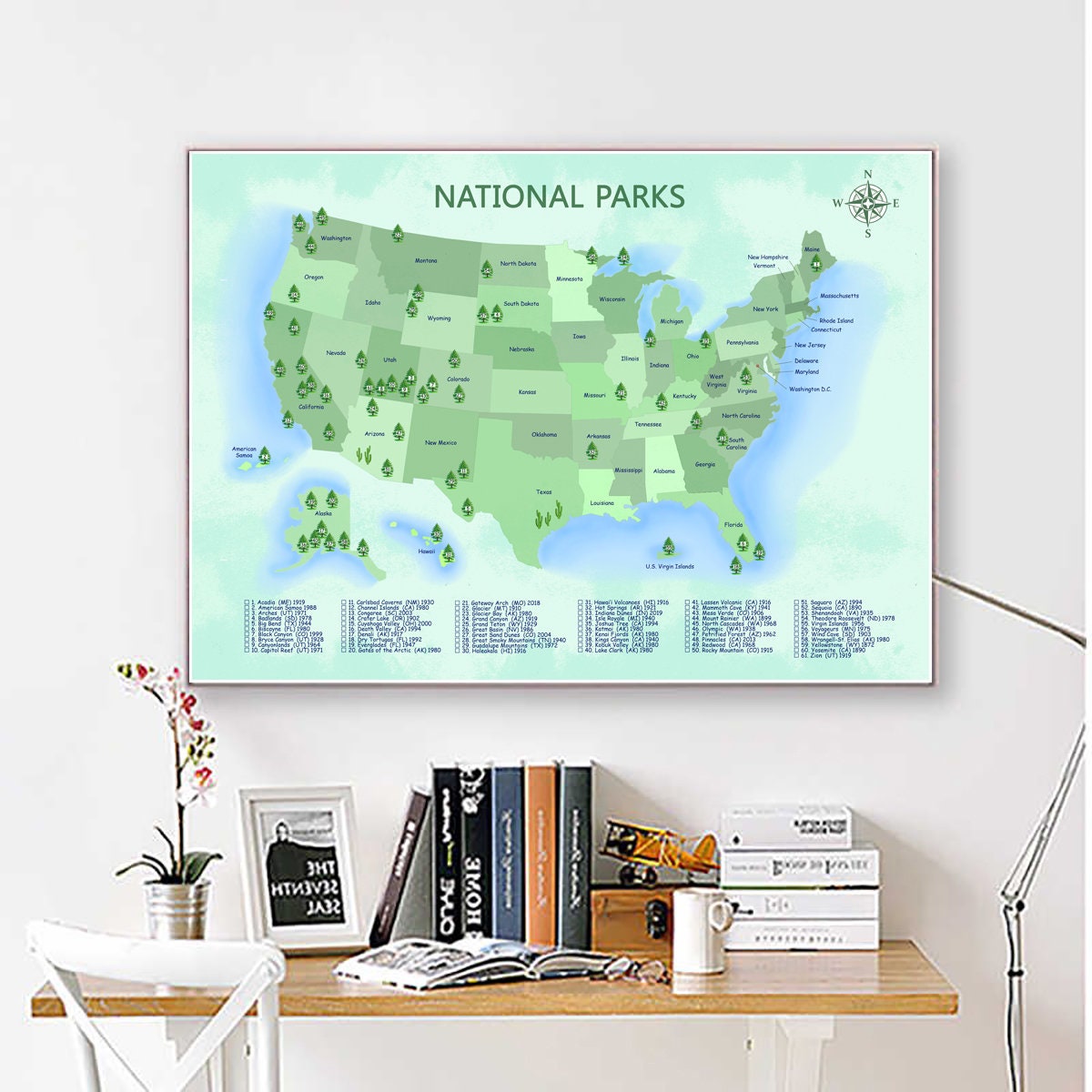 National Park Printable Map with Checklist US Map Poster Etsy National Park Printable Map with Checklist US Map Poster Etsy