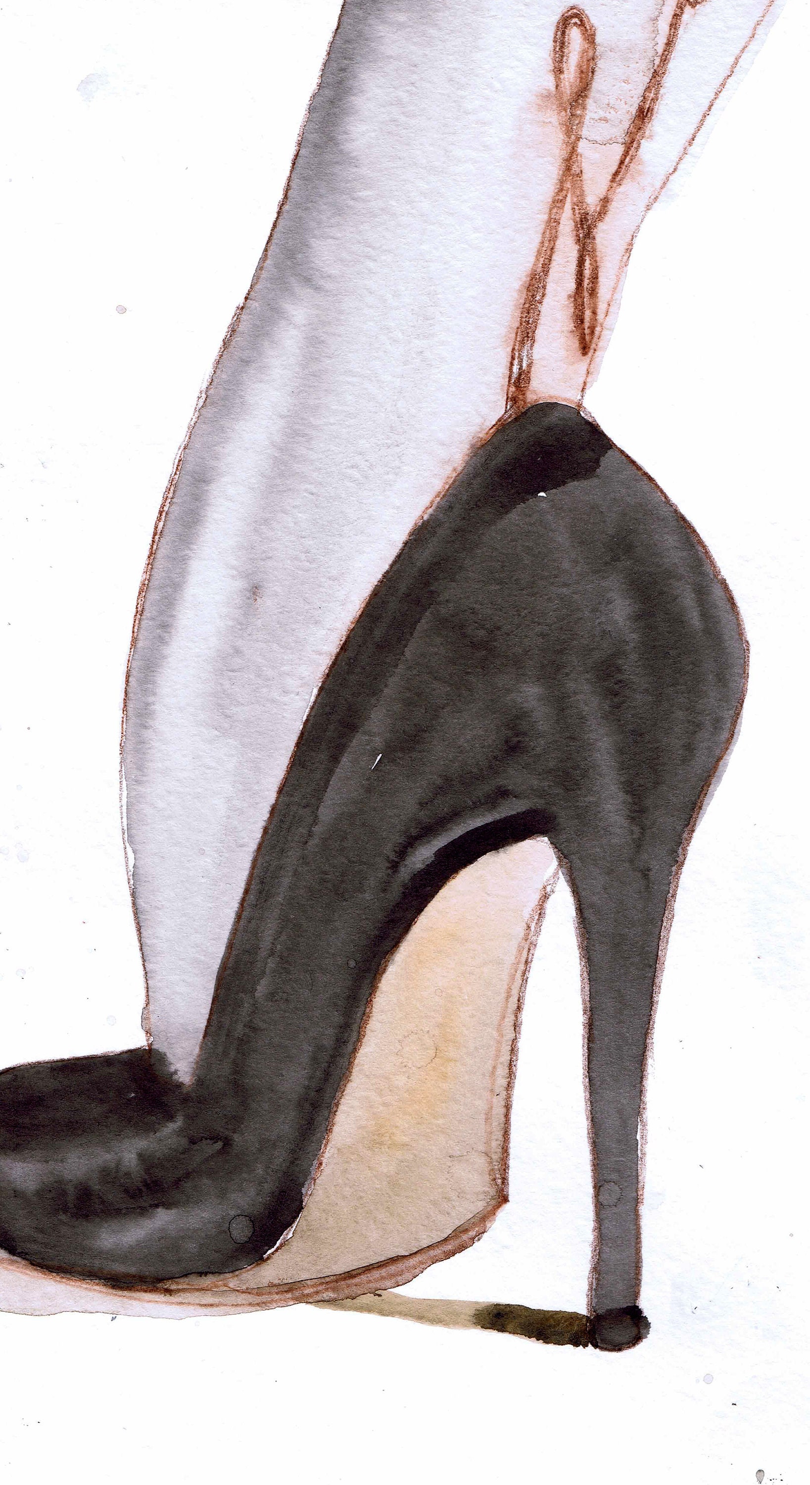 Shoe Art High heels decor Fashion Watercolor Painting Print Etsy