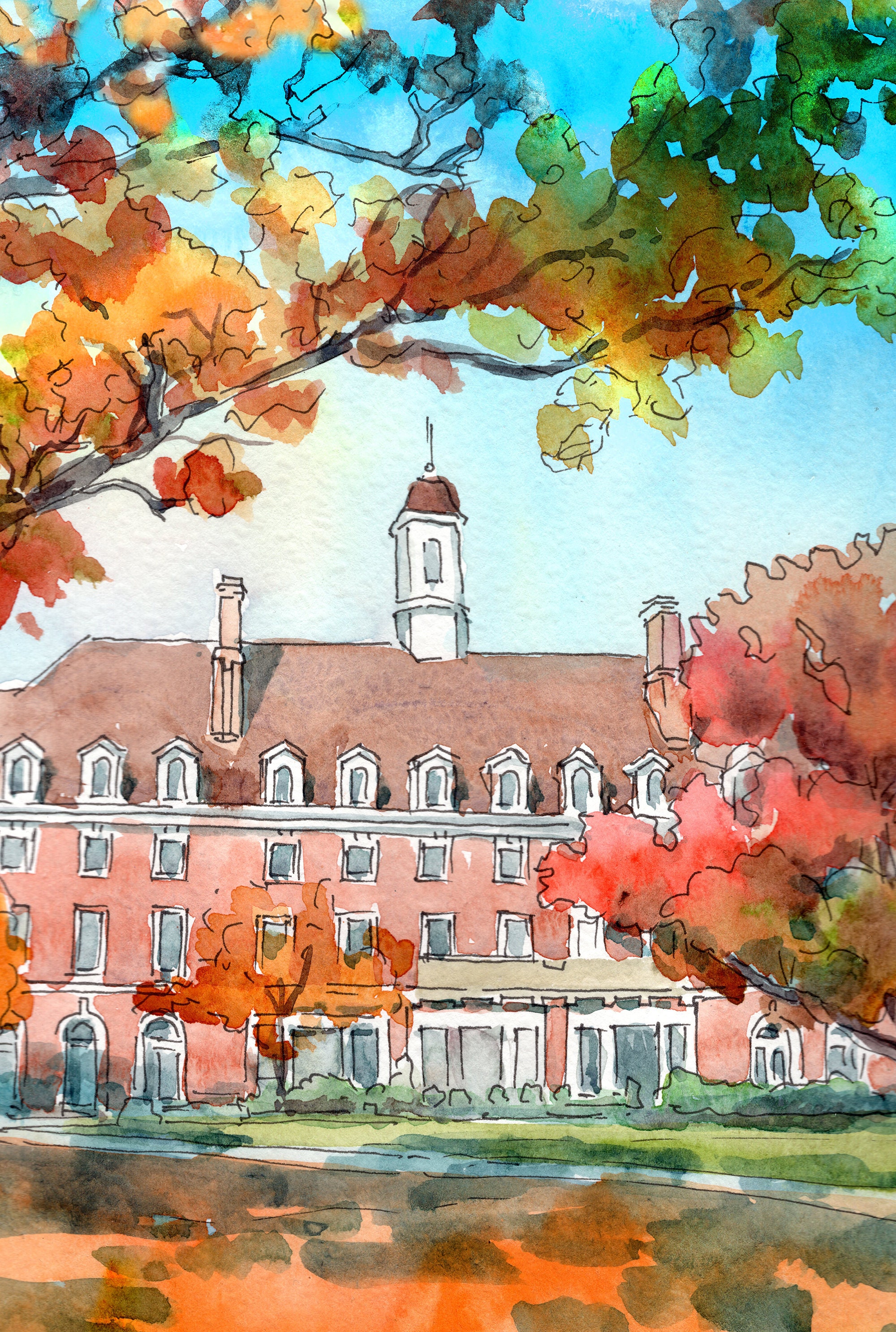 University of Illinois Art Print, UIUC Watercolor Painting , Urbana ...
