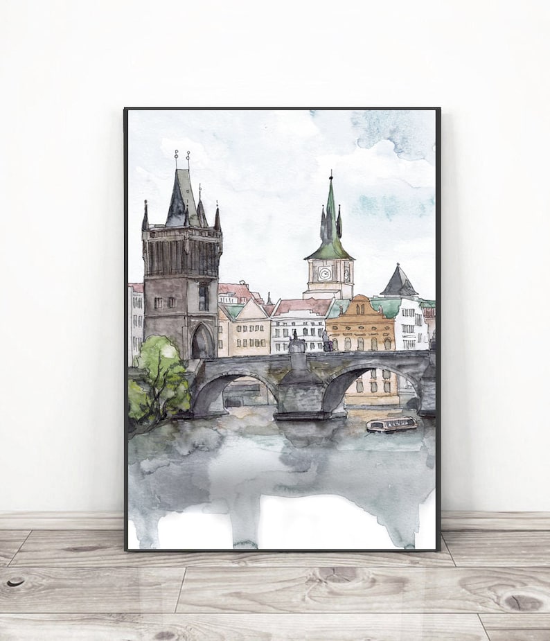 Prague Art Czech Republic Wall Art Europe Print Charles Etsy