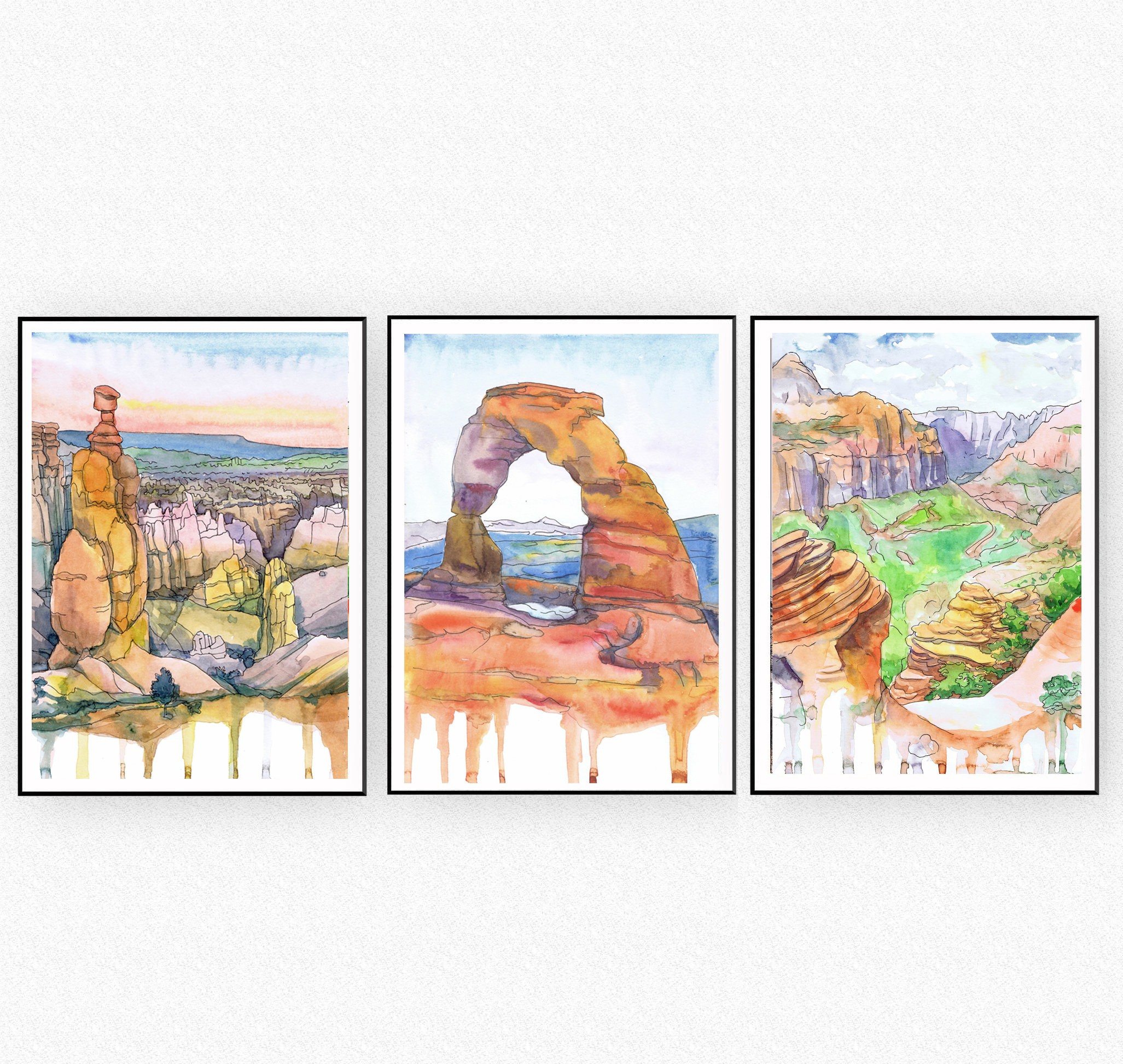 Zion Painting Mountain Original Art National Park Wall Art Landscape