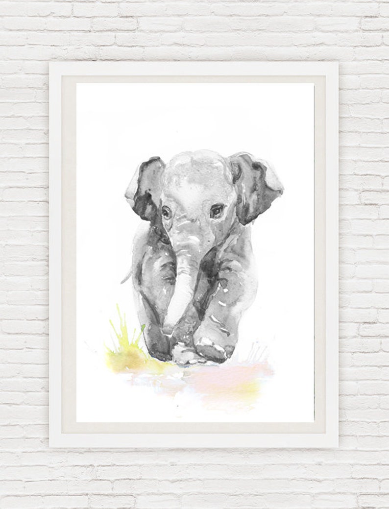 Neutral Nursery Decor, Set of 3 prints, Baby Animals Nursery, Watercolor Painting, Safari Wall Art Watercolour Print, New baby Gift, Gray image 2