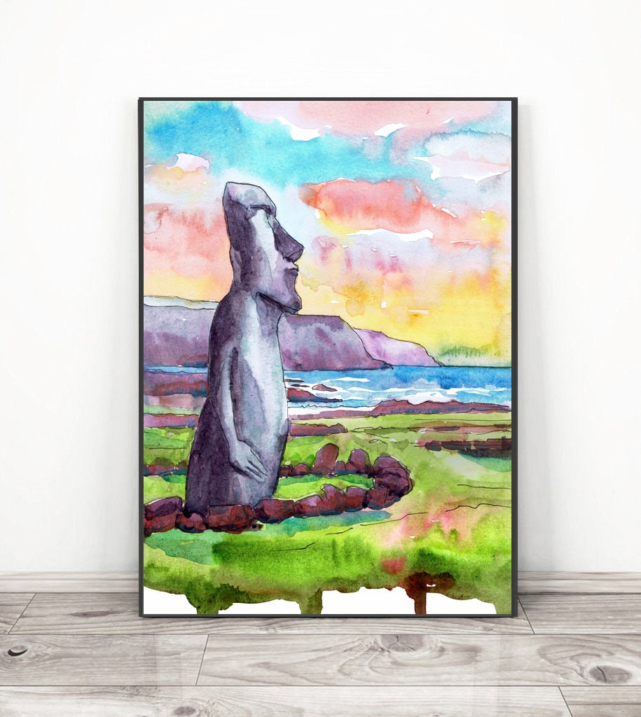 MOAI - Emoji - Easter Island - Rapa Nui - Sticker Magnet for Sale