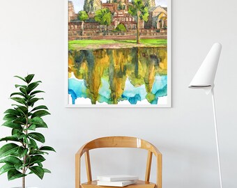 カンボジアの絵画 - アンコールワットのアートプリント、アジアの旅行