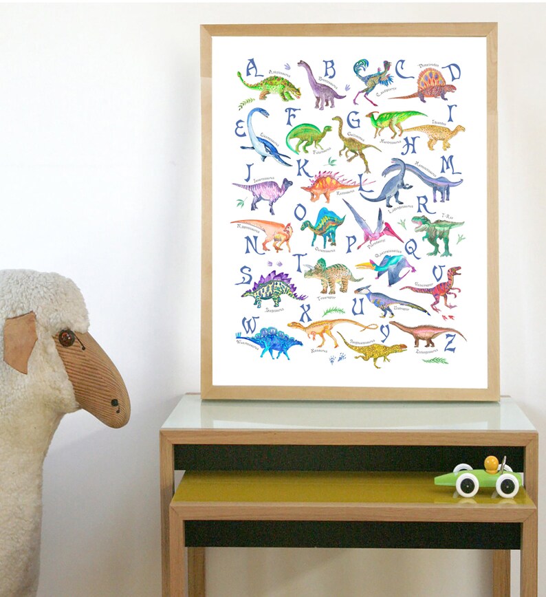 Dinosaur Alphabet Poster Dinosaur Room Decor Watercolor - Etsy