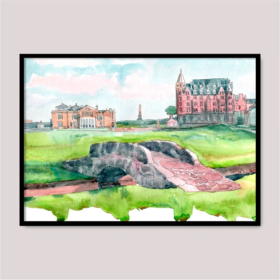 St Andrews Old Course Watercolor Painting: Scotland Golf Art Print - Etsy