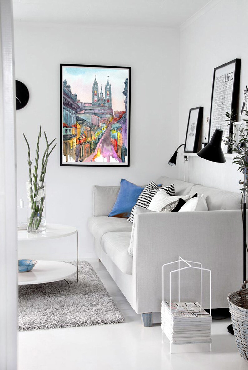 Quito Ecuador Art Print Skyline Watercolor Painting City Art - Etsy