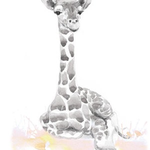Neutral Nursery Decor, Set of 3 prints, Baby Animals Nursery, Watercolor Painting, Safari Wall Art Watercolour Print, New baby Gift, Gray image 5