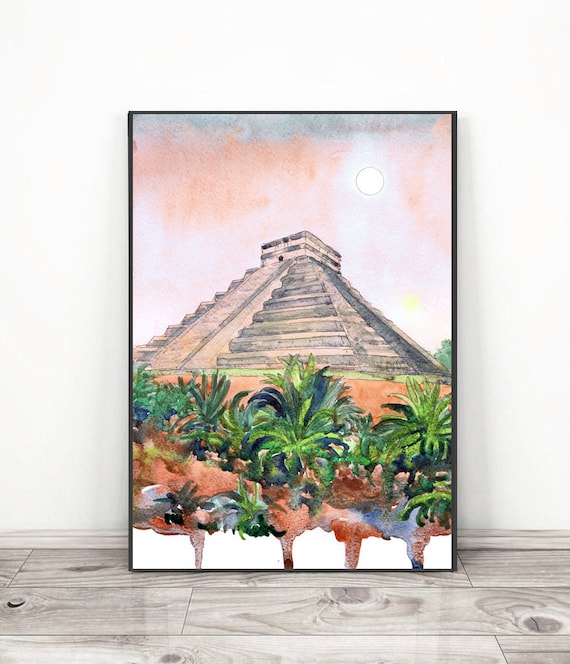 Mexico City Art, Mayan Pyramid - Chichen Itza Art Print, South