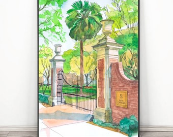 University of South Carolina Art,  USC Watercolor Painting , Columbia graduation print