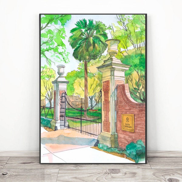 University of South Carolina Art,  USC Watercolor Painting , Columbia graduation print