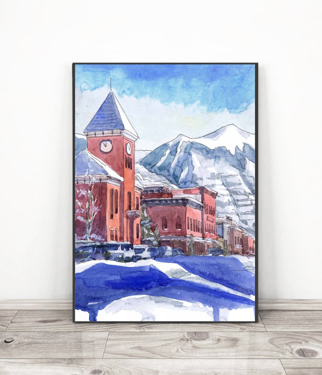 Telluride Art Print Watercolor Painting, Colorado Landscape, Cityscape ...