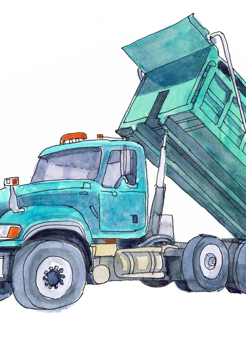 Dump Truck Print Construction Truck Wall Art Transportation Etsy