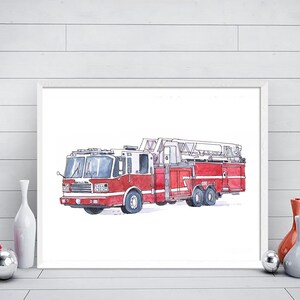 Rescue Vehicles Set of Four Prints Transportation Nursery Theme ...