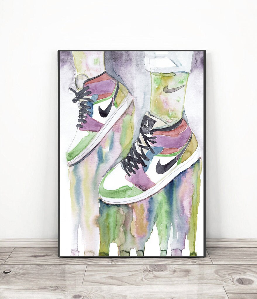 Jordan Sneakers Art Watercolor Sneakerhead Fashion | Etsy