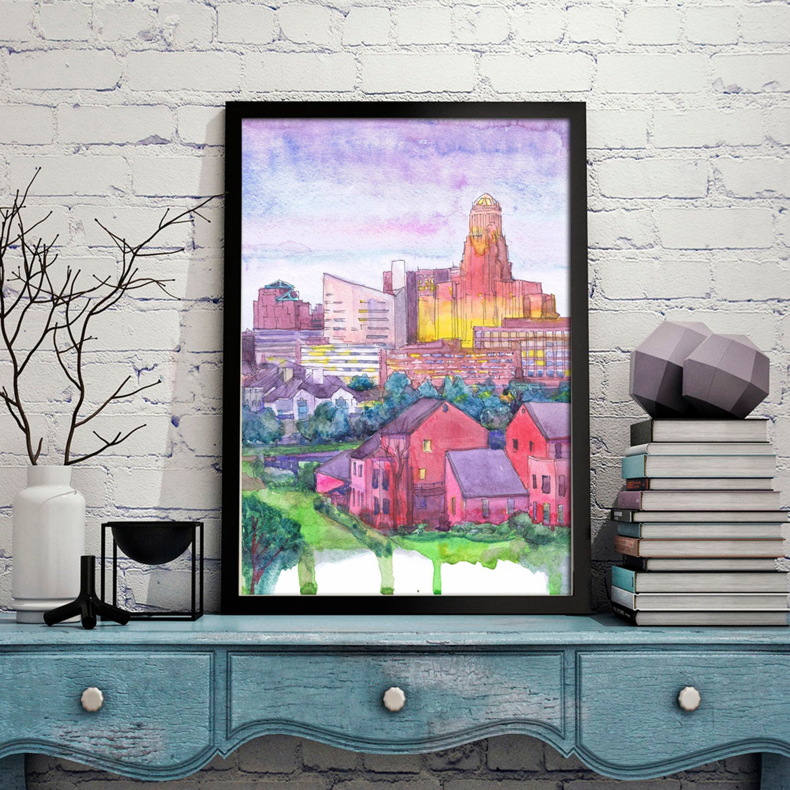 Buffalo Skyline Watercolor Painting Buffalo NY Wall Art Print Etsy