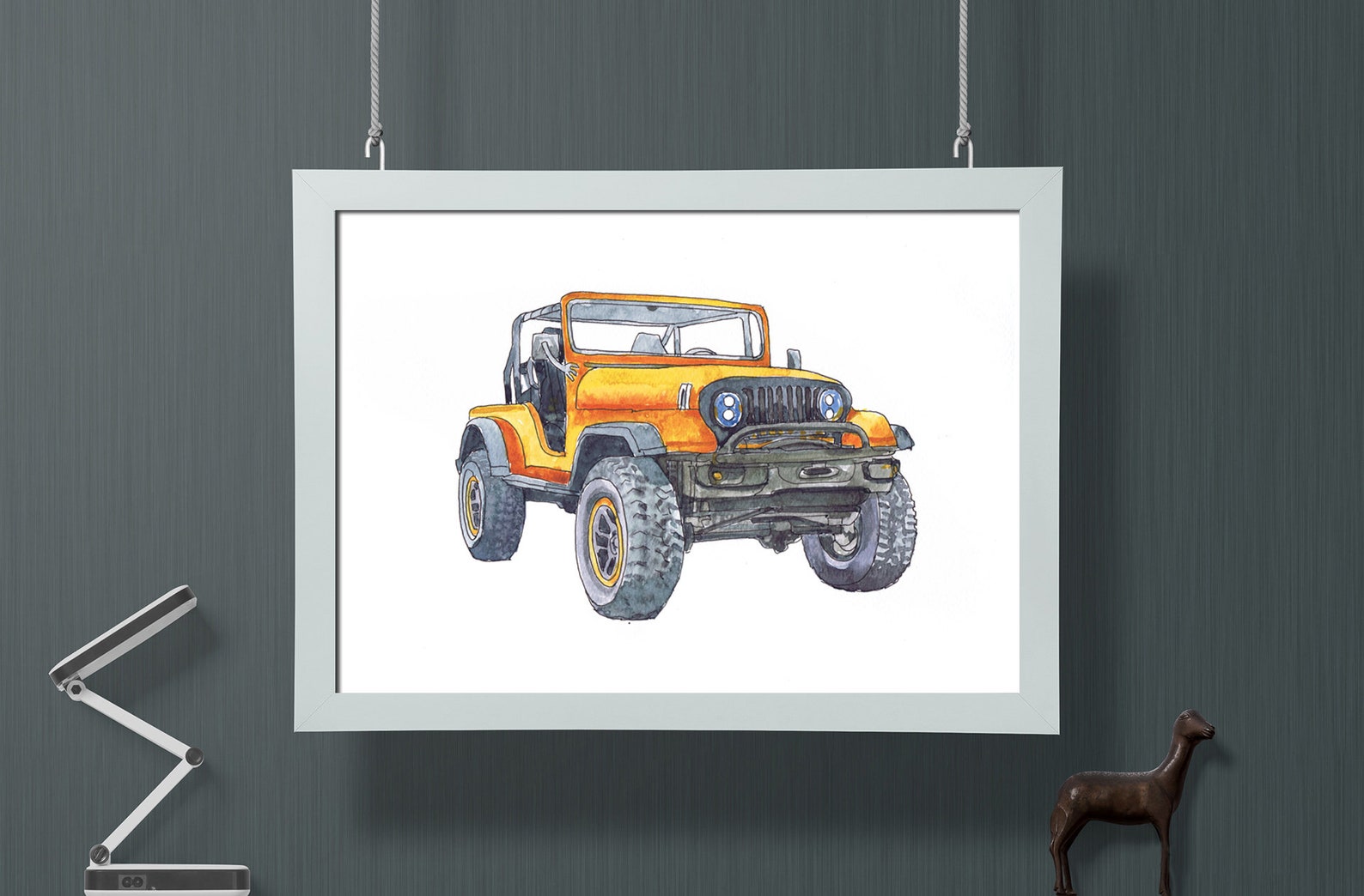 Jeep Wrangler Art print Classic Car Transportation Wall Art Etsy