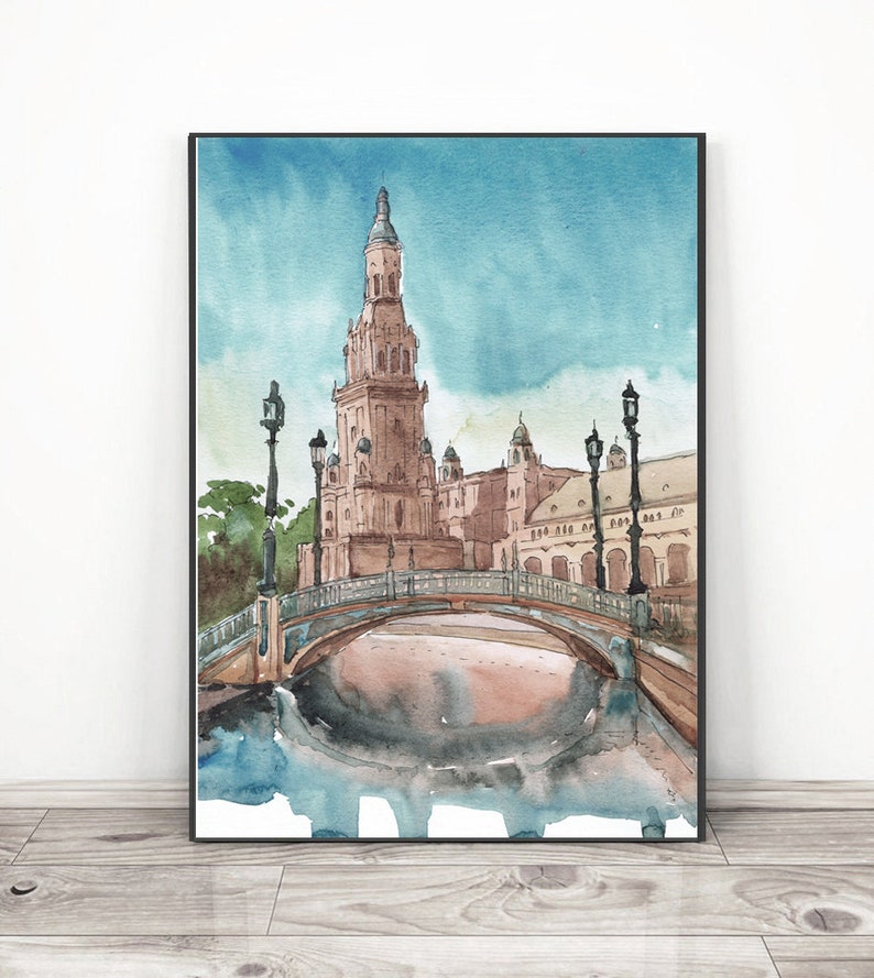 Seville Spain Art Print European City Print Watercolor Etsy