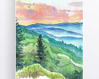 国立公園の水彩画アートプリント：風景画6枚セット - Etsy 日本
