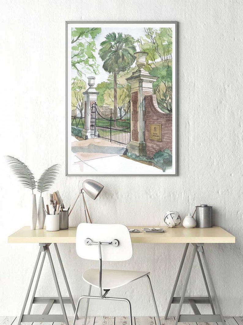 University of South Carolina Art, USC Watercolor Painting , Columbia graduation print image 4