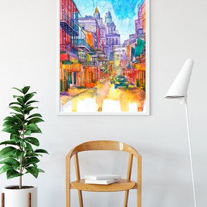 New Orleans Skyline Art Print, City Art Watercolor Painting Landscape, Louisiana Cityscape Wall art image 7