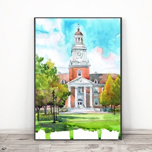 Johns Hopkins University Art Print, Gilman Hall Graduation Watercolor print,  Baltimore, Maryland wall art