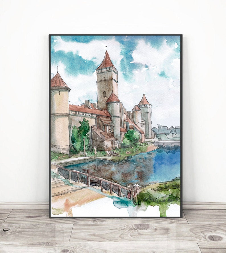 Château de sorcière Art Set de 3 estampes Fantastique Ville Art, Paysage fantastique Aquarelle Peinture Jeu Décor Voyage Imprimer Affiches de Jeux Vidéo image 8