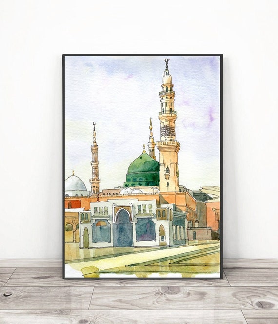 Medina Watercolor Art Print: Saudi Arabia, Al Haram Mosque - Etsy