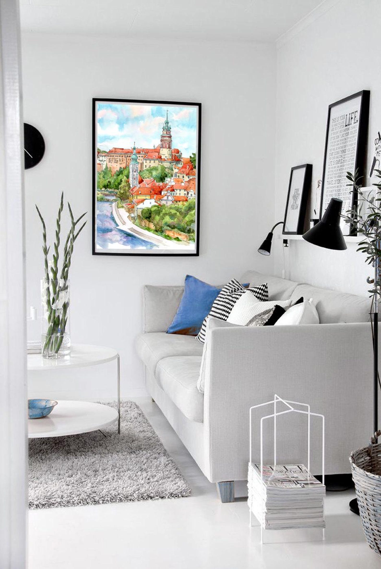 Cesky Krumlov Art, Czech Republic Watercolor Print European Painting
