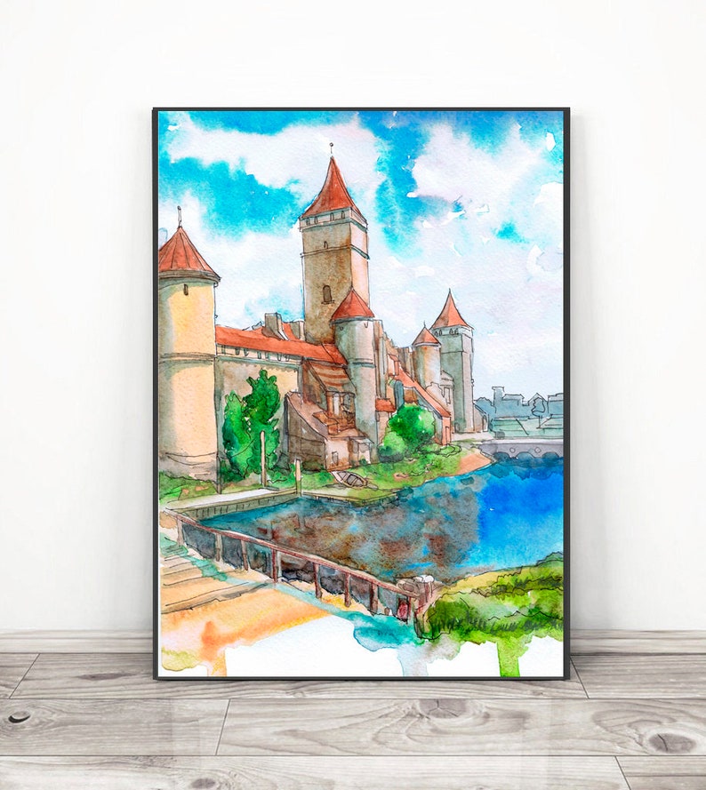 Château de sorcière Art Set de 3 estampes Fantastique Ville Art, Paysage fantastique Aquarelle Peinture Jeu Décor Voyage Imprimer Affiches de Jeux Vidéo image 7