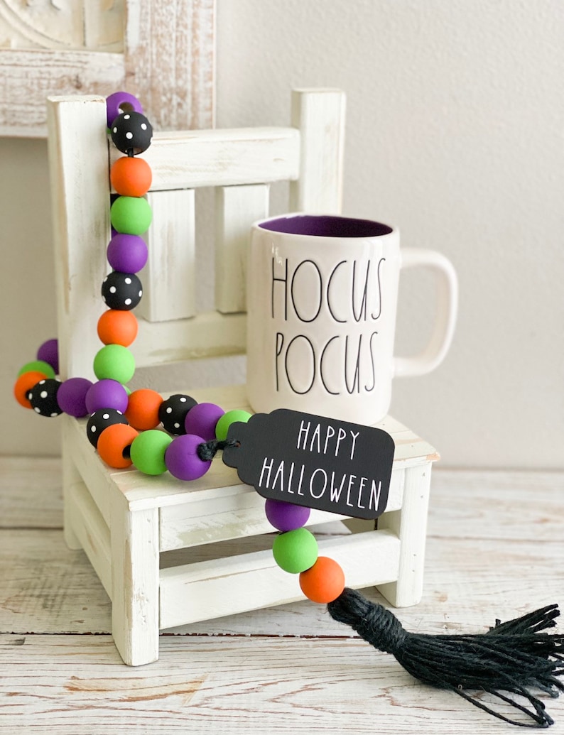 Halloween Wooden Bead Garland image 1