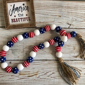 Patriotic wooden bead garland