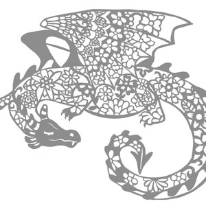 Flower Dragon Papercut Template