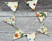 A Wooden Flag Bunting Decoupaged in Emma Bridgewater 39 s Dandelion Cream, Polka Dot Spring Floral