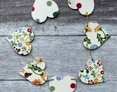 A Wooden Heart Bunting Decoupaged in Emma Bridgewater 39 s Dandelion Cream, Polka Dot Spring Floral