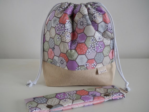 Flowers and Bees Project Bag and Needle Holder Set