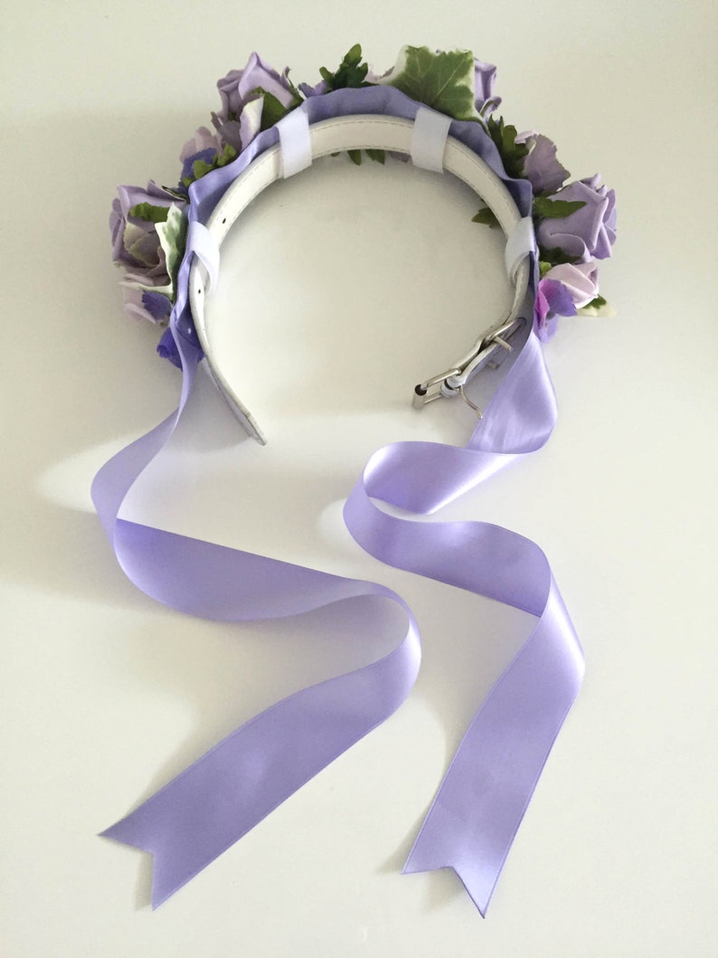 lilac and white Flower Dog Collar for Weddings /'Lilac Rose Design/'