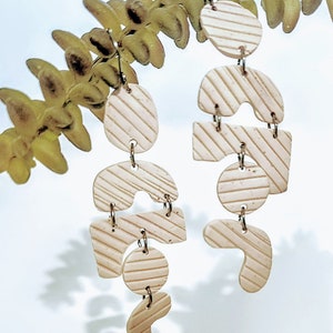 Handmade Asymmetric Polymer Clay Dangle Earrings: Surgical Steel Hooks