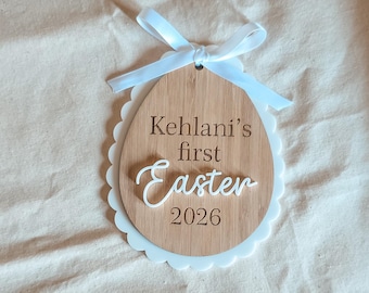 Personalised First Easter Plaque - Bamboo & Acrylic