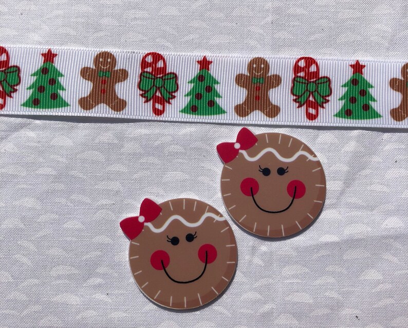 Ginger Bread Resin Gingerbread Man Ginger Bread Girl Christmas Hair Bow Planar Resin Christmas Resin