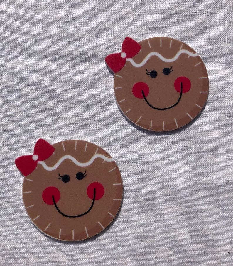 Ginger Bread Resin Gingerbread Man Ginger Bread Girl Christmas Hair Bow Planar Resin Christmas Resin