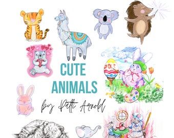 Cute Animals - Critter Clipart - PNG Instant Download
