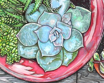 Succulent Marker Painting | Botanical Plant Art Printable | 4000×3233 Digital Download