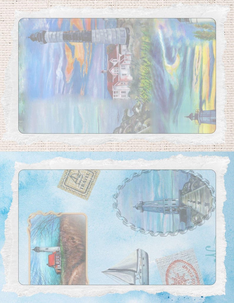Lighthouse Junk Journal Kit – Printable Coastal Ephemera, Includes Hand ...