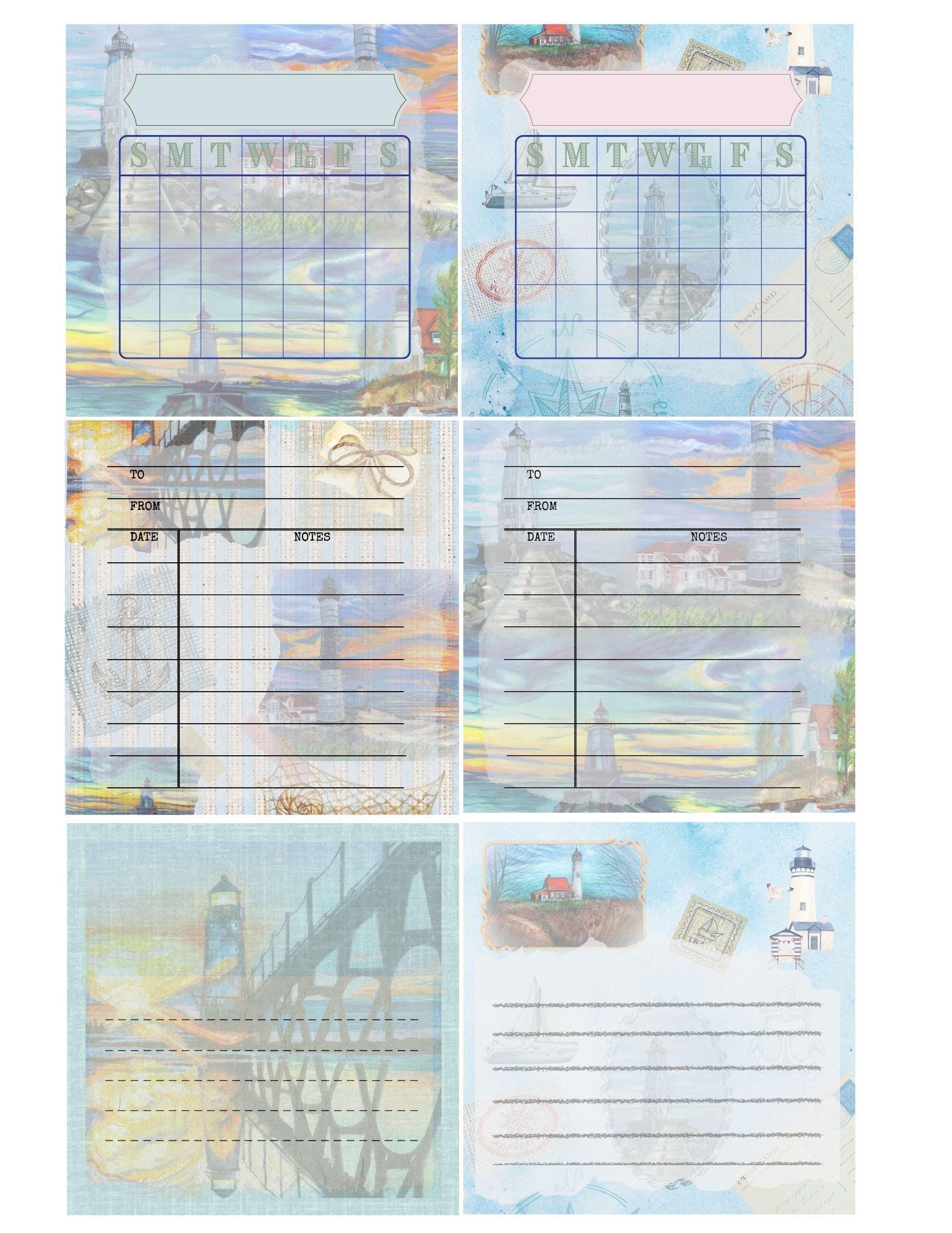 Lighthouse Junk Journal Kit – Printable Coastal Ephemera, Includes Hand ...