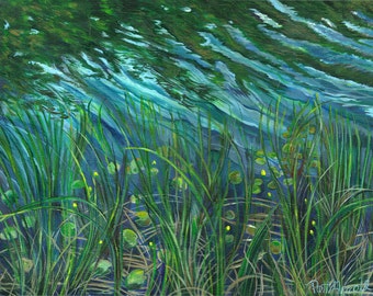 Ludington State Park Marsh Painting • Michigan Landscape Art • Acrylic on Canvas • Nature Wall Decor