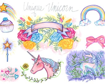 Unique Unicorn ClipArt Graphics Set