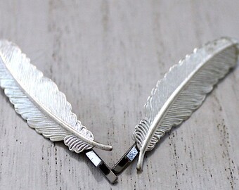 Silver Feather Hair Pins, Bobby Pin 2 pc. , Woodlands, Nature, Garden, Gift for her, Wedding, Hair Accessories, Hair Jewelry