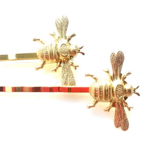 Gold Bee Hair Pins: Vintage Raw Brass Bobby Pin Set