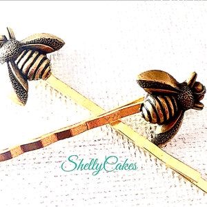 Gold Bee Hair Pins: Vintage Brass Bobby Pin Set